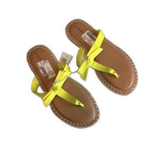 NWT Lane Bryant Dream Cloud Bow Thong Sandals Lime Green Flip Flop Size 9W
